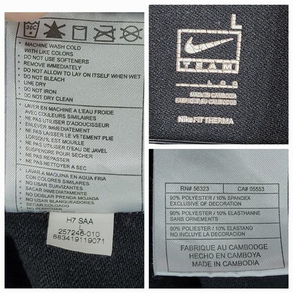 Nike Pro ThermaFit L Moc Neck Pullover Women Black White Compression Performance - Picture 3 of 14